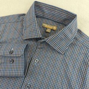 Peter Millar Summer Comfort Shirt Mens Medium‎ Blue Plaid Button Up Long Sleeve